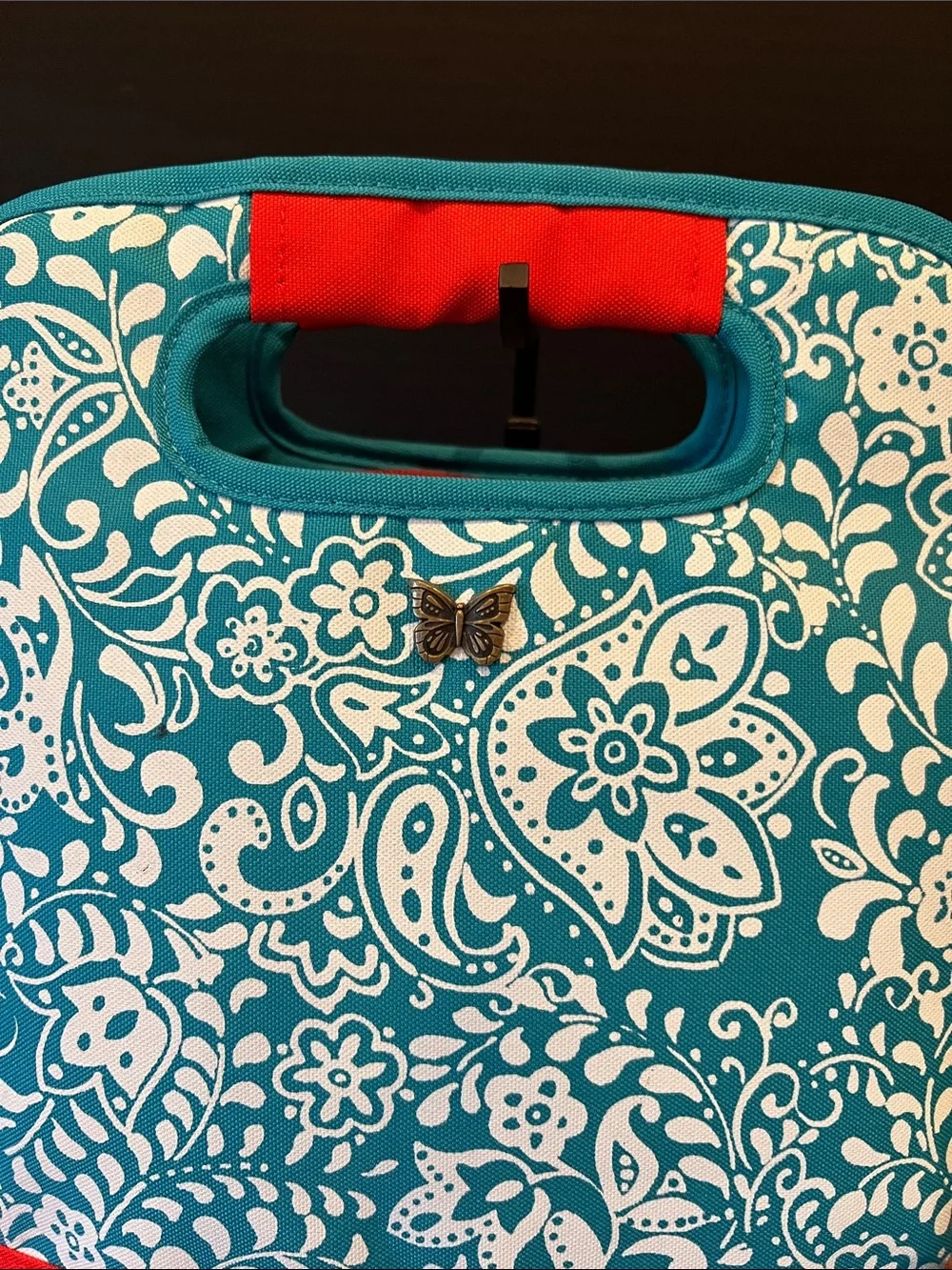 The Pioneer Woman Teal Floral Lunch Set with Red Accents